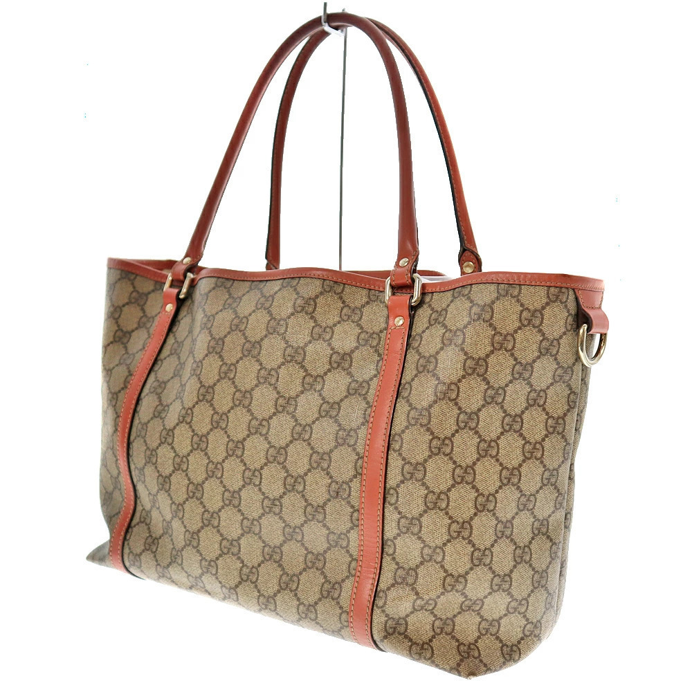Gucci Handbag Bag Salmon Leather Supreme Tote Beige Shoulder Canvas GG Pink